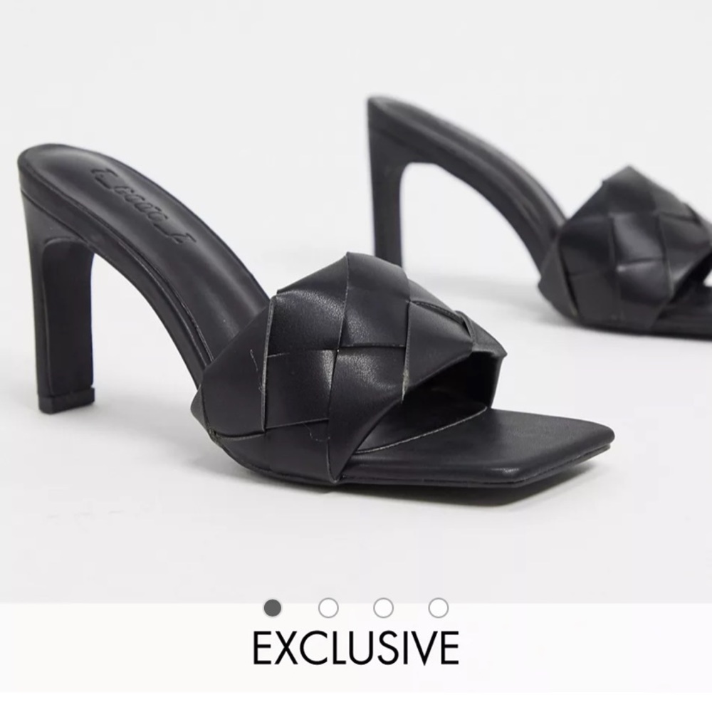 Z_code_Z Vegan Leather Woven Heeled Mule in Black size 7